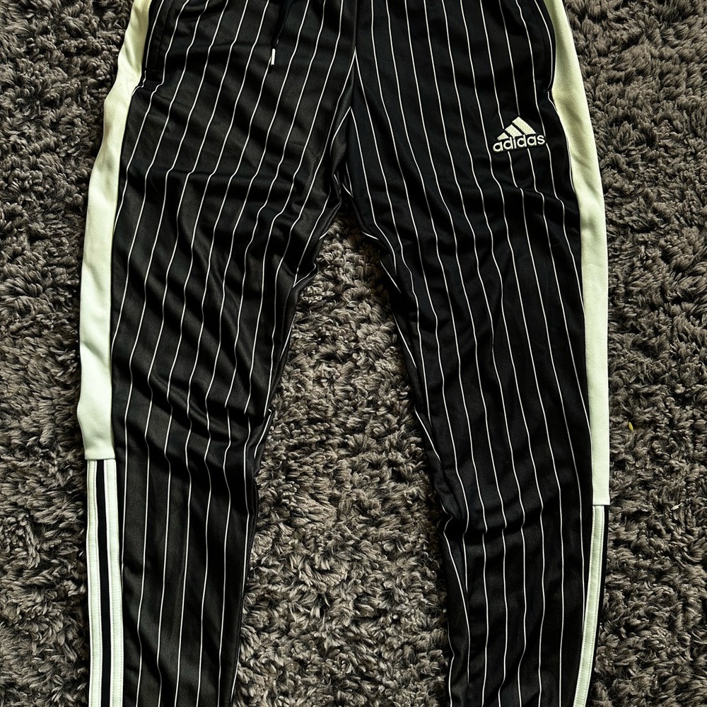 Adidas Black and White Striped Track Pants